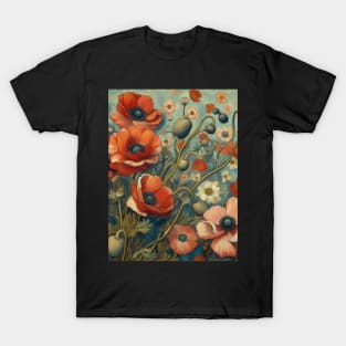 anemone and poppy flower pattern 9 T-Shirt